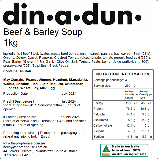 FRESH Beef & Barley Soup