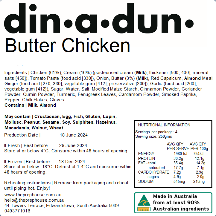 FRESH Butter Chicken