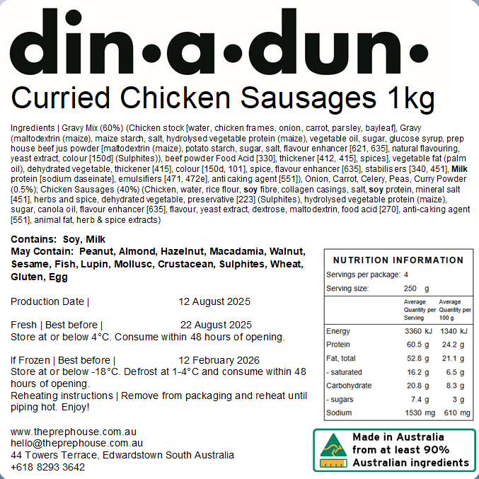 FRESH Curried Chicken Sausages