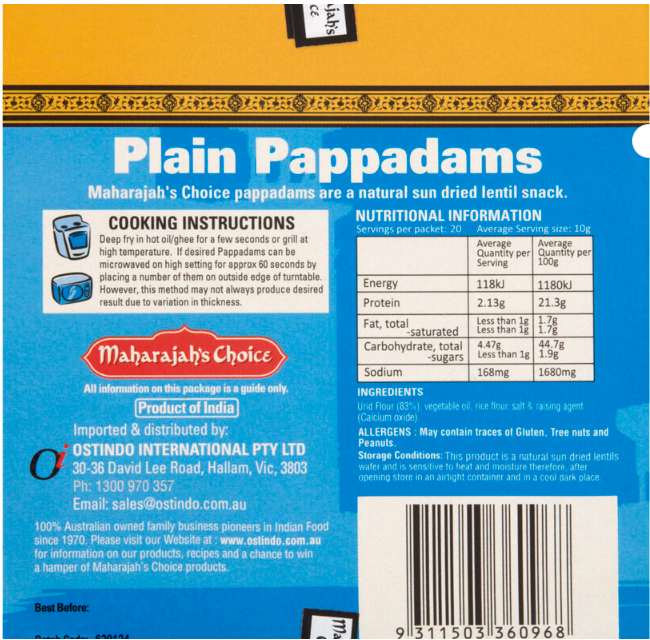 Maharajah's choice Pappadam 100g