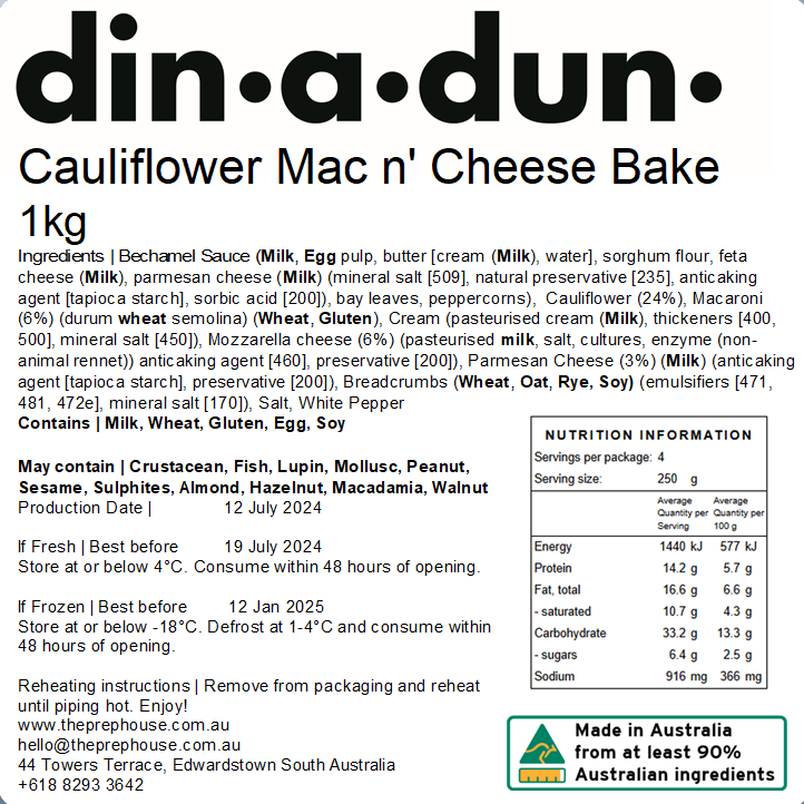 FRESH Cauliflower & Cheese Macaroni Bake