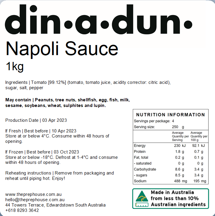 FRESH Napoli Sauce 1kg