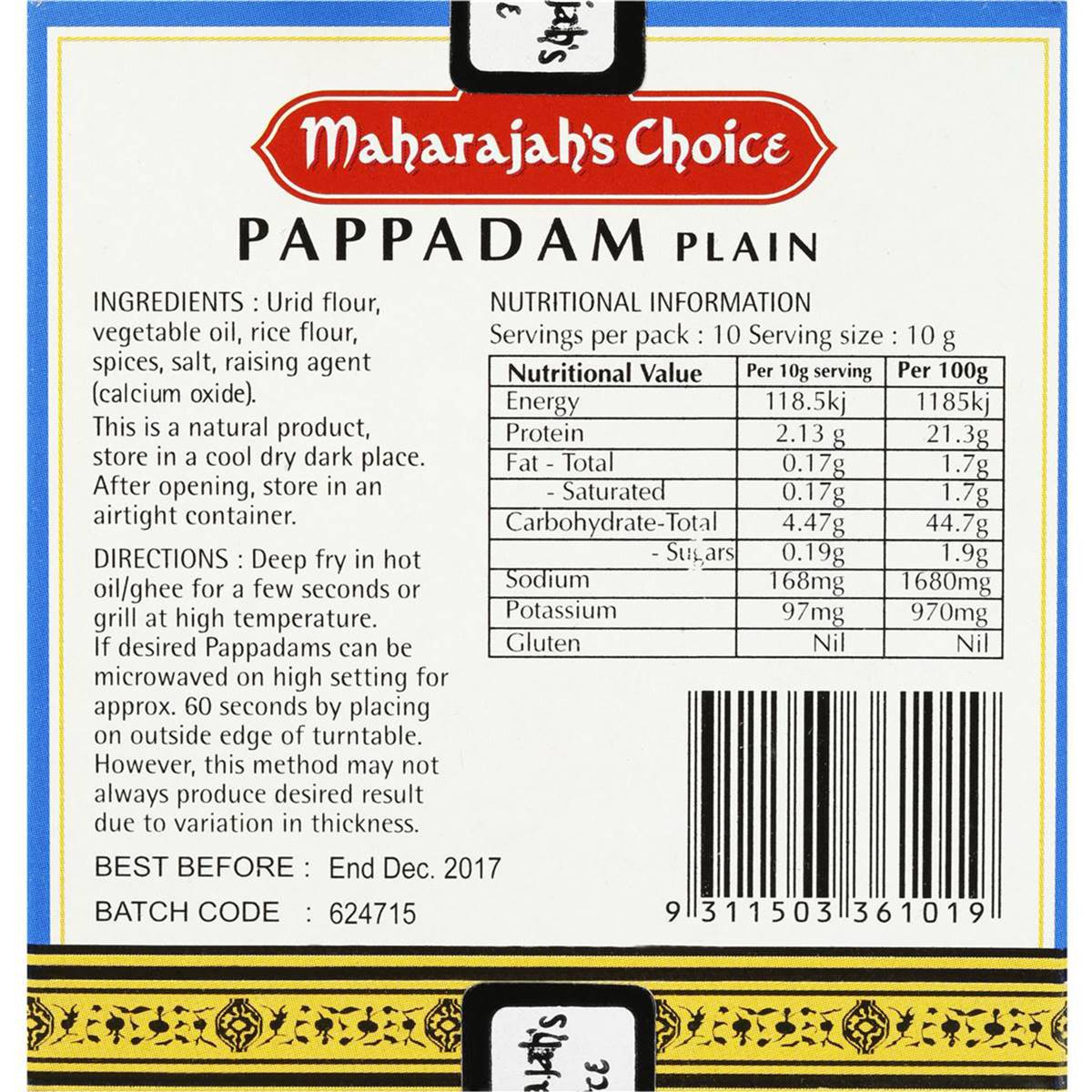 Maharajah's choice Pappadam 100g