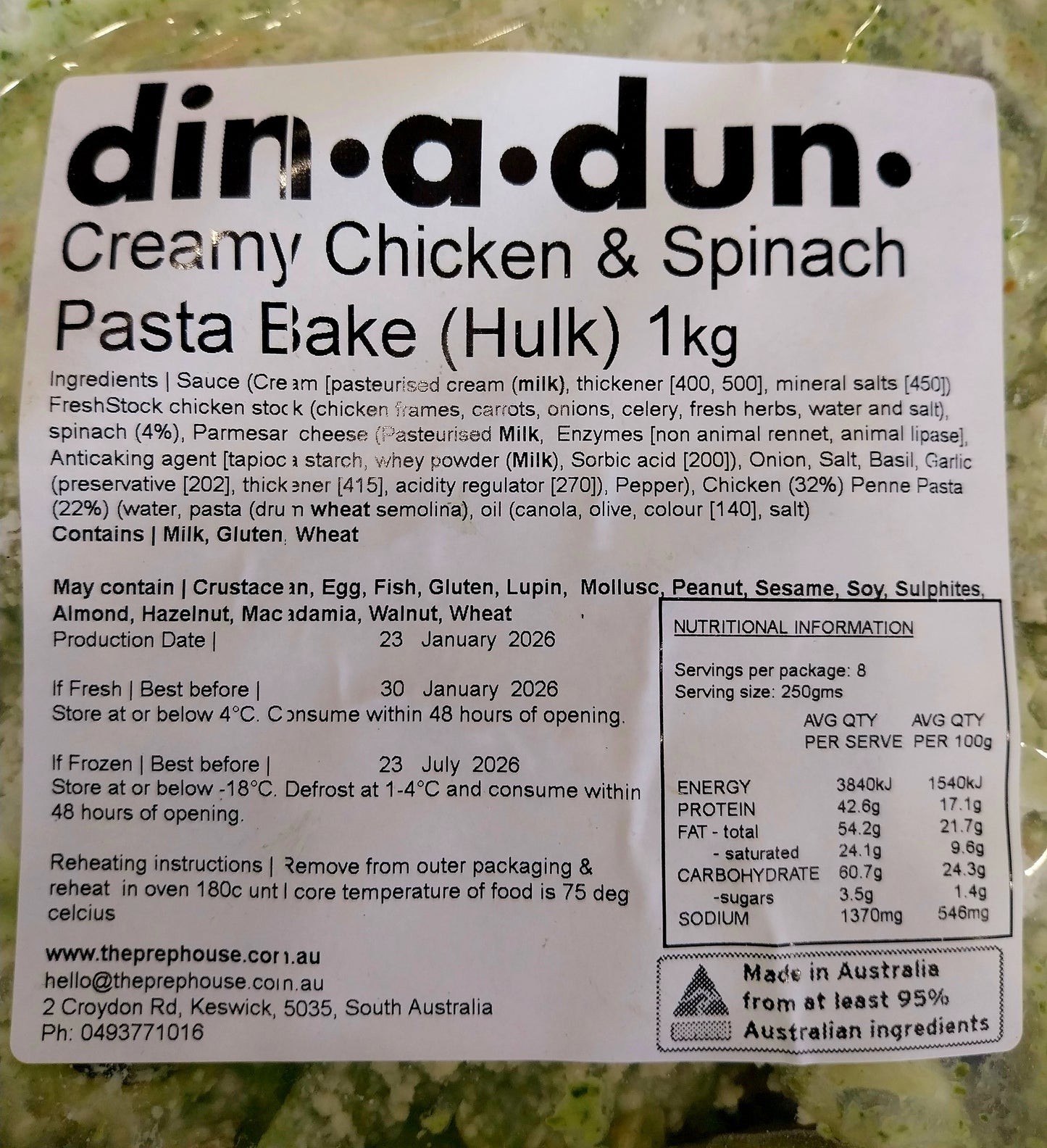 FRESH Hulk Pasta Bake (Creamy Chicken & Spinach bake)