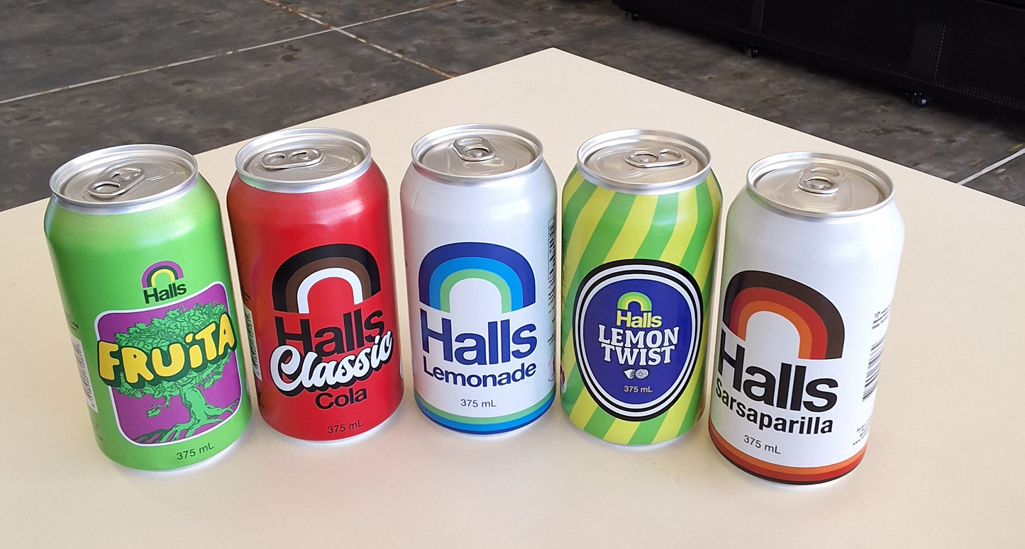 Halls canned soft drinks (375 mL)