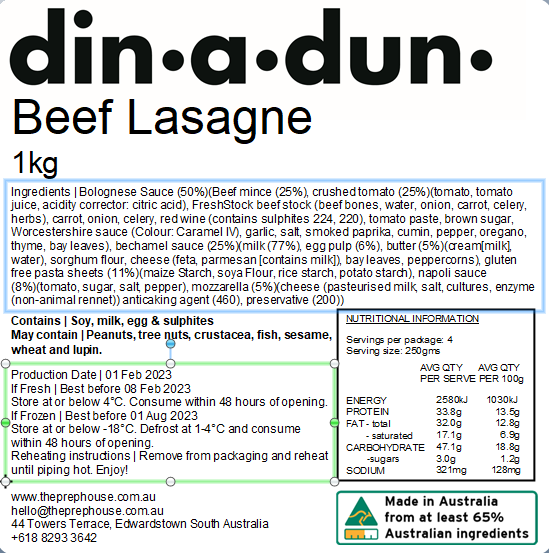 FRESH Beef Lasagne