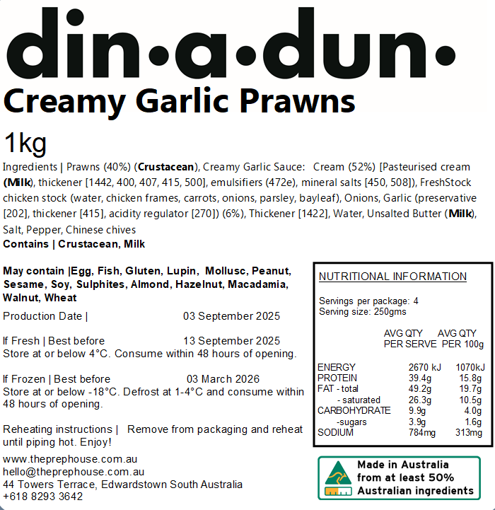 FRESH Creamy Garlic Prawns