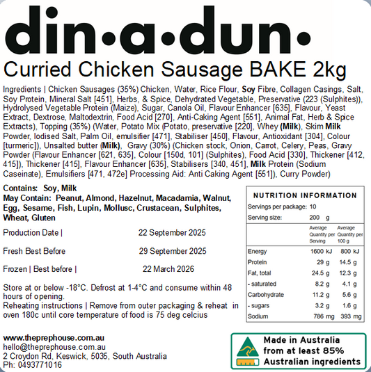 Curried Chicken Sausage & Potato Bake 2kg