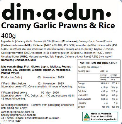 FRESH Creamy Garlic Prawns & Rice 400gm