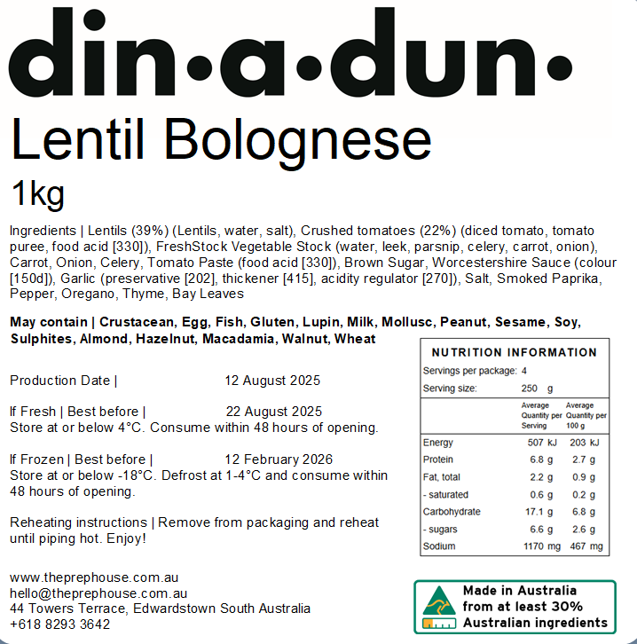 FRESH Lentil Bolognese