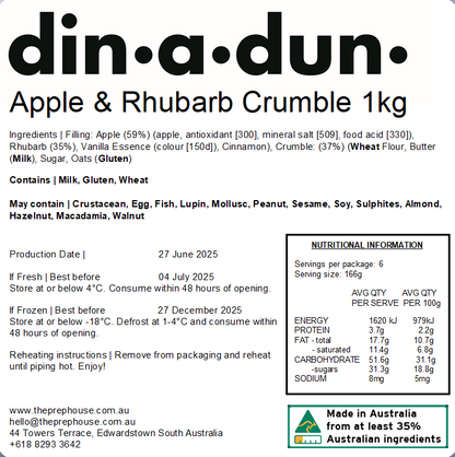 FRESH Apple & Rhubarb Crumble 1kg