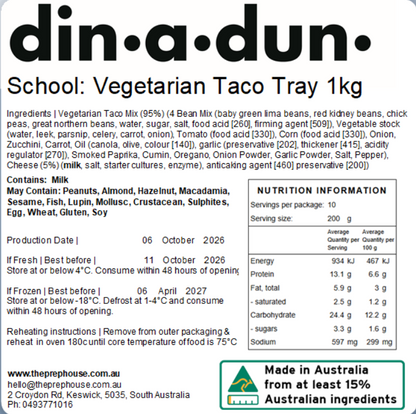 Vegetarian Taco with Cheese Tray 1kg