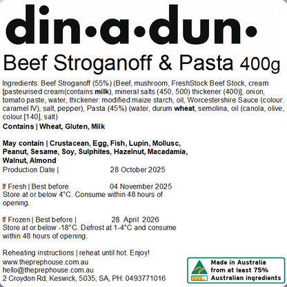 FRESH Beef Stroganoff & Pasta 400gm