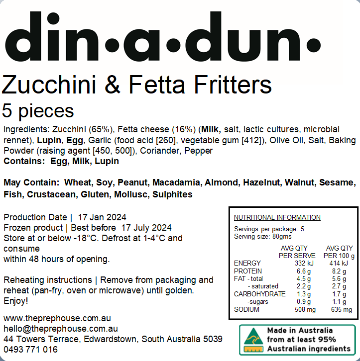 Zucchini & Fetta Fritters 5 pack