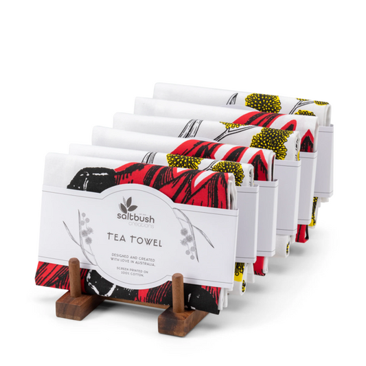 Australian floral art Tea Towels : Saltbush Creations