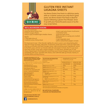 San Remo Gluten Free Lasagna sheets 200g