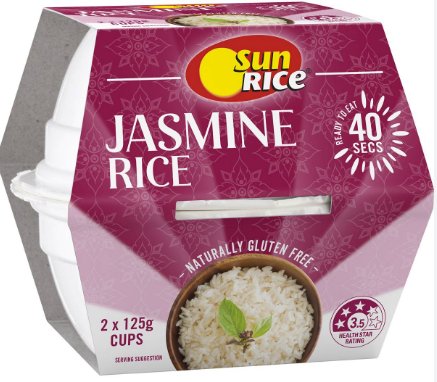 Cup Rice Packet Sun Rice Jasmine rice cups 2x 125g – The Prep House