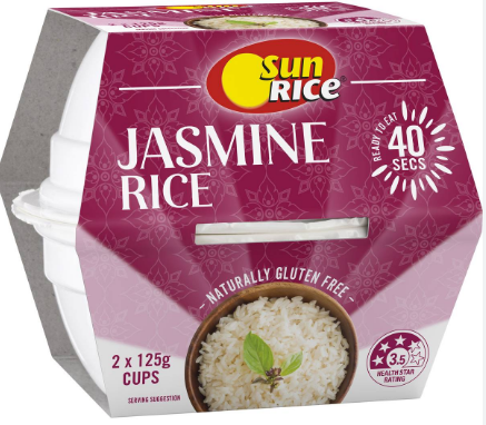 Sun Rice Jasmine rice cups 2x 125g