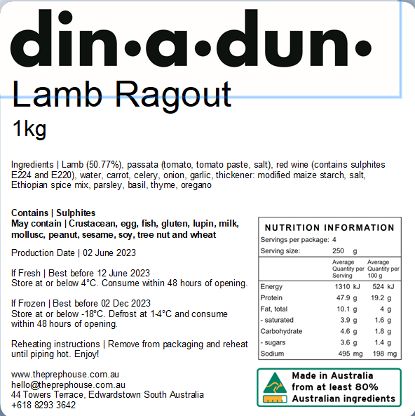 Lamb Ragout 1kg