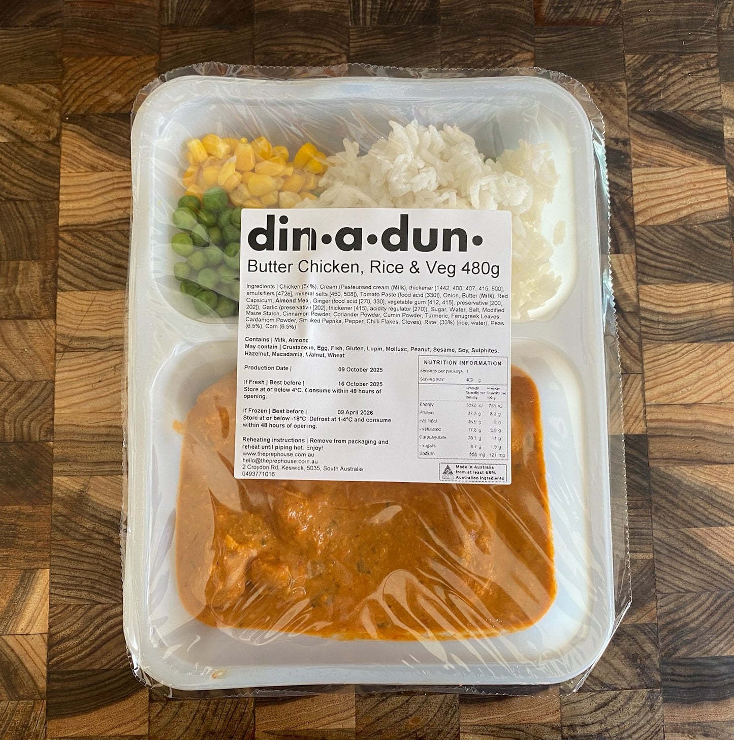 FRESH Individual Butter Chicken, Rice & Veg