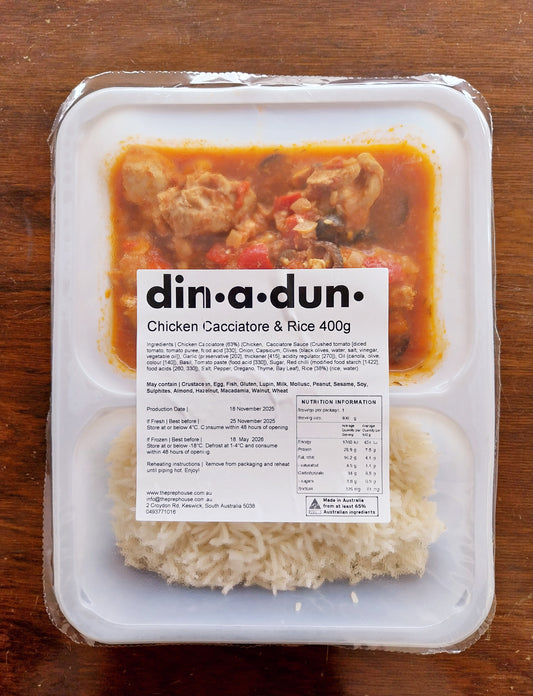 Chicken Cacciatore & Rice 400gm Single serve