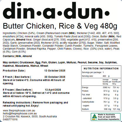 FRESH Individual Butter Chicken & Rice
