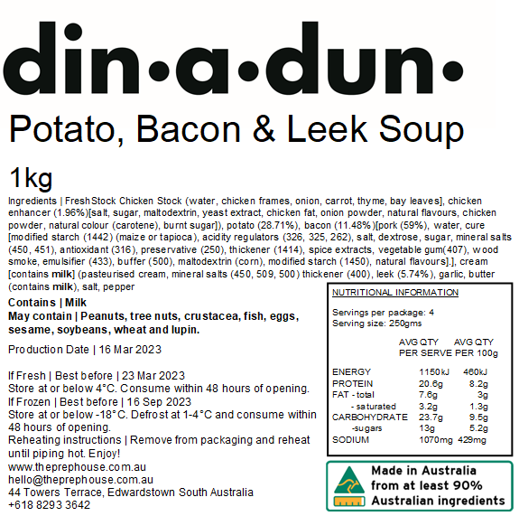 FRESH Potato, Bacon & Leek Soup 1kg