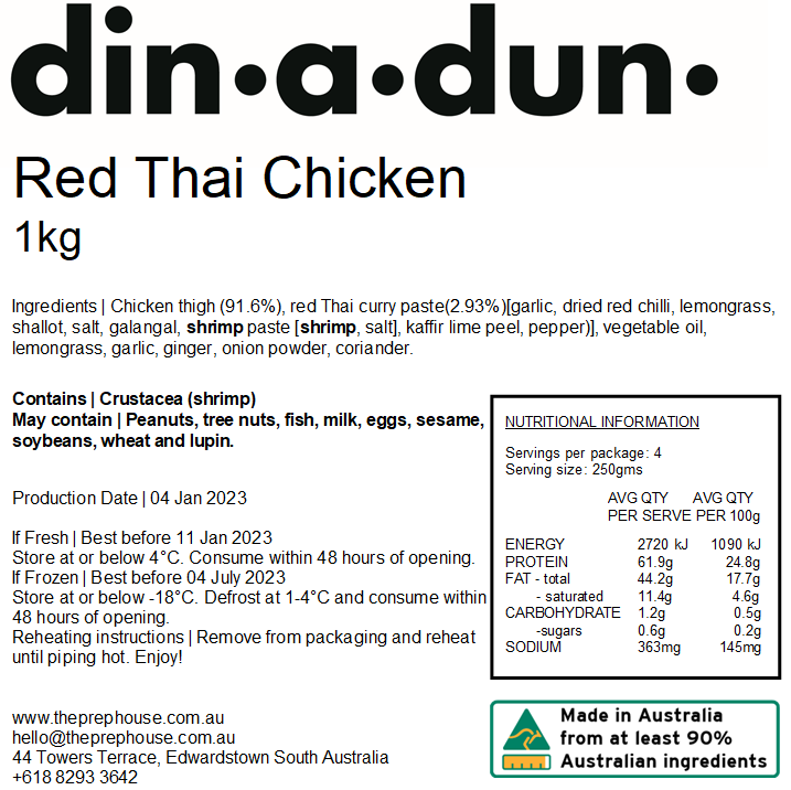 FRESH Red Thai Chicken Pieces