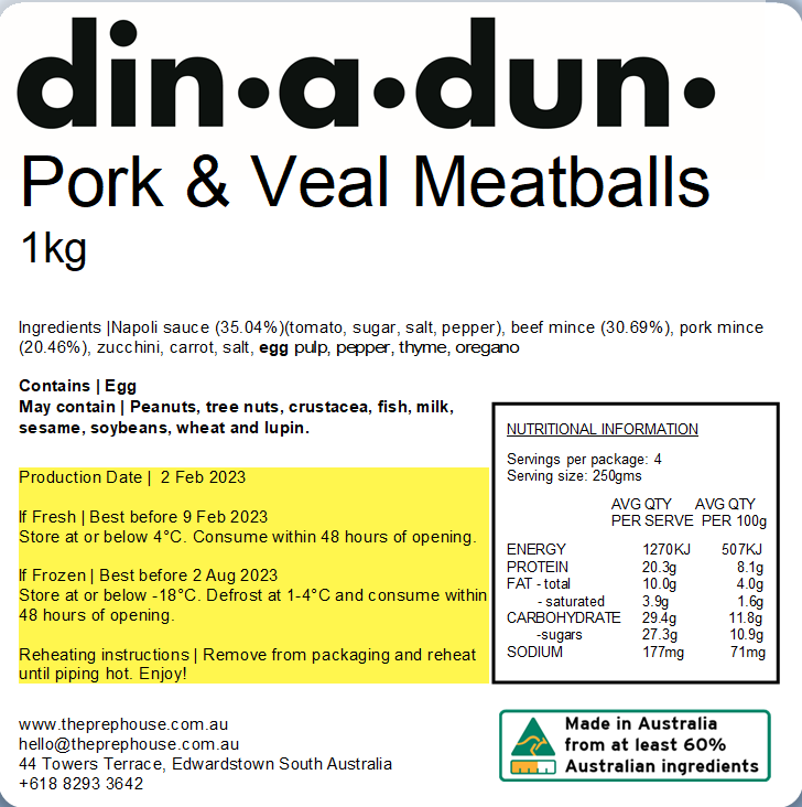 FRESH Pork & Veal Meatballs